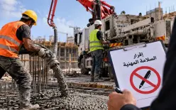 للعمال خاصة في فرع البناء: حتى من يقبض نبريج المضخة يحتاج لإرشاد من مختص أمان
