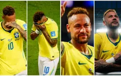بكاء نيمار بعد عودته للمشاركة مع منتخب البرازيل ضد إسكتلندا 