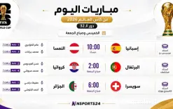 ‏مباريات اليوم الخميس و صباح الجمعة من كاس العالم 2026
