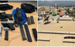 ضبط أسلحة وذخيرة عل سطح منزل في الطيبة واعتقال مشتبهين 