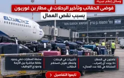 فوضى الحقائب وتأخير الرحلات في مطار بن غوريون بسبب نقص العمال.. تابعوا التفاصيل…