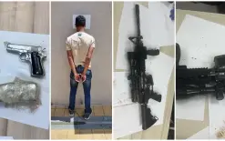  ضبط  ضبط بندقية M-16 ومسدس وطلقتين من طراز M-16 واعتقال مشتبه في النقب