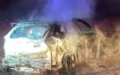 فيديو وصور  - مقتل 3 أشخاص إثر احتراق سيارة قرب باقة الغربية وجت