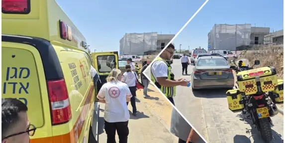 صور - اصابة خطيرة لعامل سقط من ارتفاع 9 أمتار في ورشة بالشارون